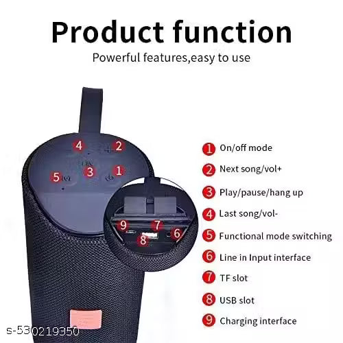 Bluetooth with DJ Sound Portable speaker,TF Card and AUX Cable 10 Watt Bluetooth Home Audio Speaker (Colour Black)