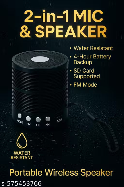 Mega Bass MINI Portable Wireless Bluetooth 2in1 Speaker and mic