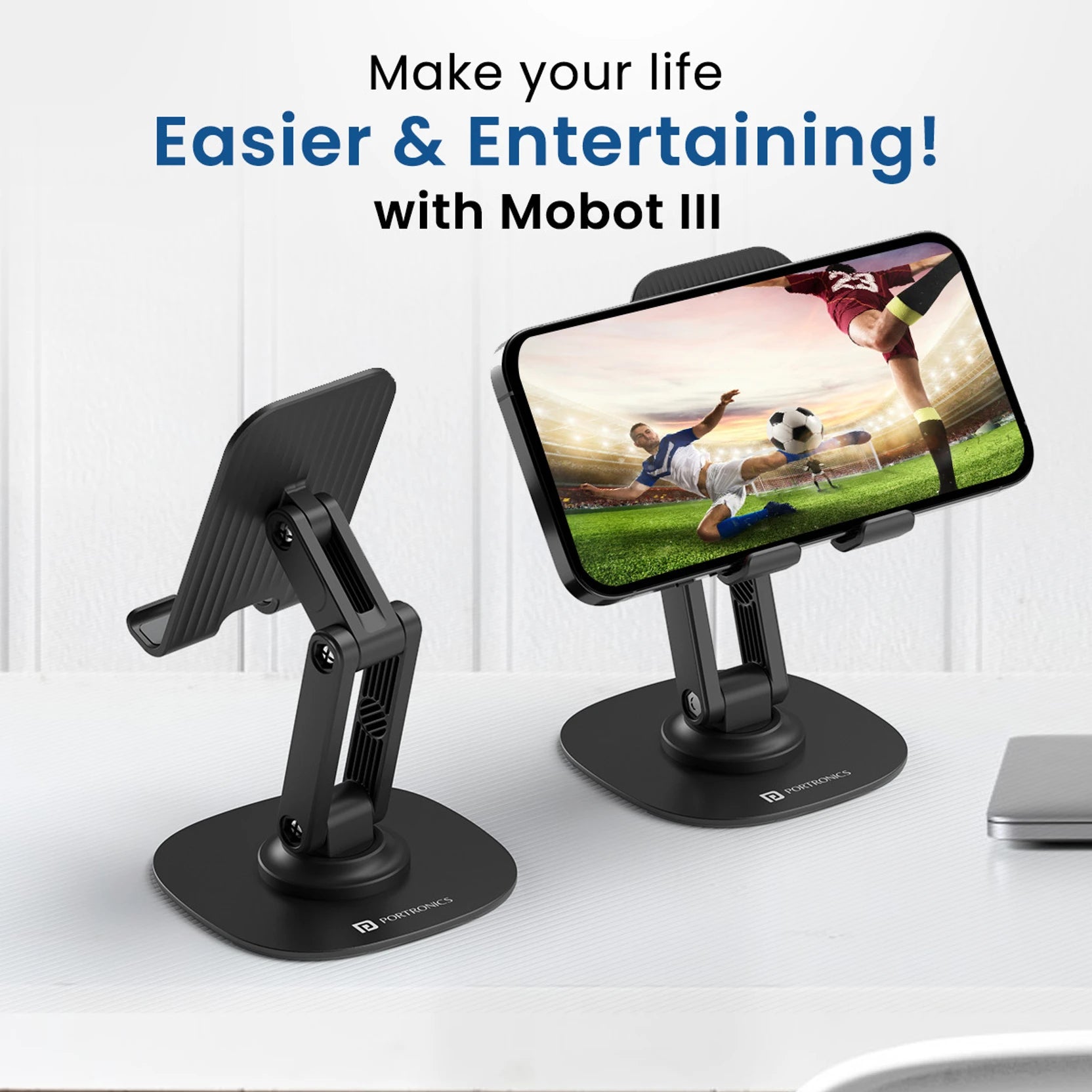 HOJI Mobile Stand Holder Metal Built - Cell Phone Stand Perfect for Video Table Online Class Home Bed Flexible Charging Hand Bike Movie Office Gift Desktop Heavy Duty Foldable Lazy Bracket Clip Mount Multi Angle Clamp For All Smartphones Mobile Holder