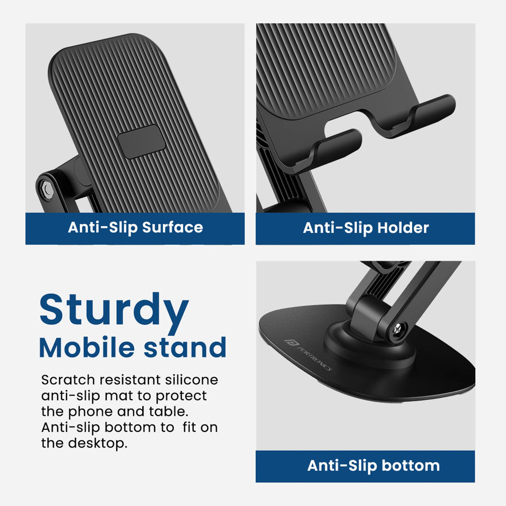 Portronics Mobot III 360° Degree Universal Mobile Stand Foldable Adjustable Mobile Holder